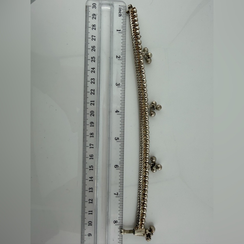 Vintage Sterling Silver jingle  Anklet anklets 30g / Payal Rajasthan Style - Picture 14 of 15